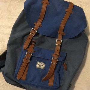 Large Herschel blue backpack book bag